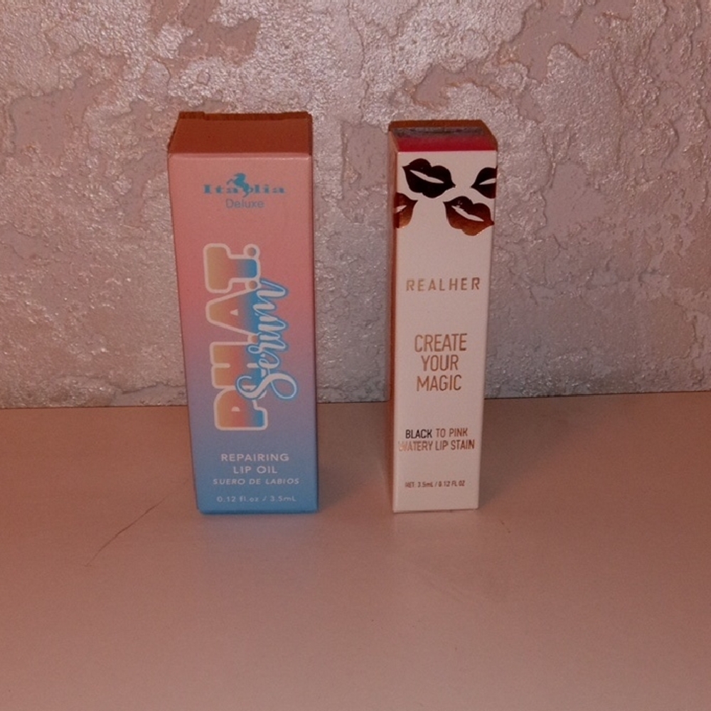 Bundle Realher Create Your Magic Watery Lip Stain And Phat Lip Oil - Pink Box